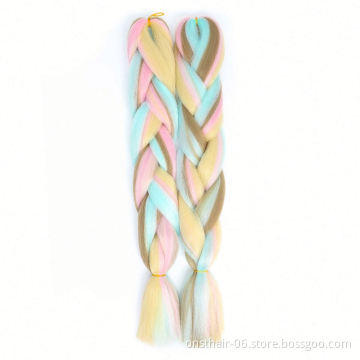 MYZYR Ombre Braiding Hair K Anek Alon Synthetic Braiding Hair Crochet Hair Extensions Grey Blonde Pink Blue African American 24"